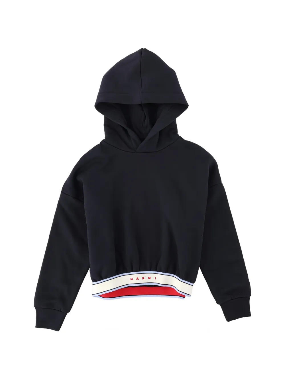 Marni Kids logo-detail striped-trim hoodie - Schwarz