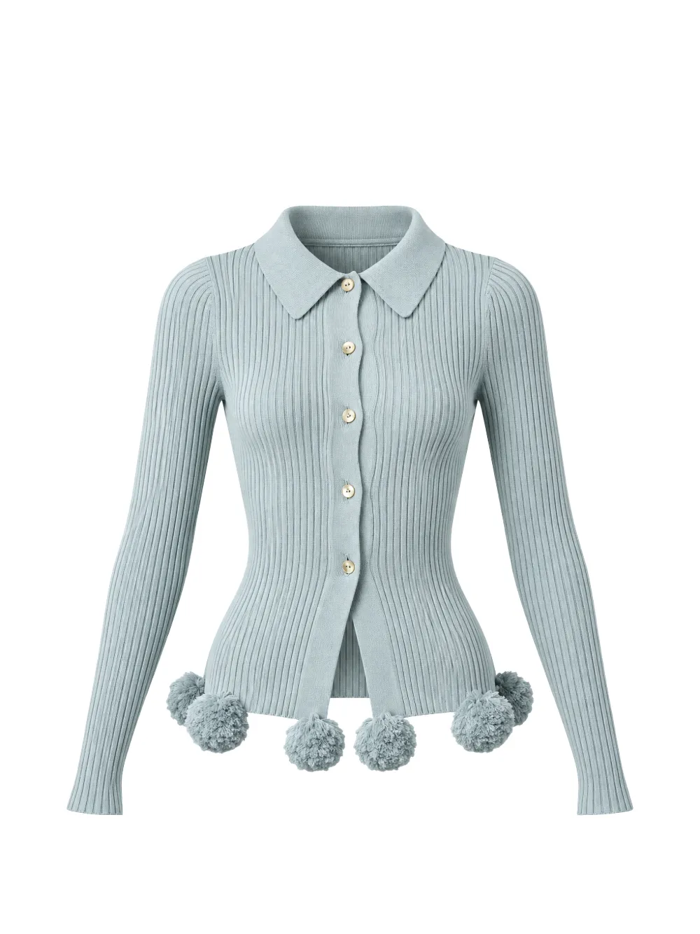 Conner Ives pom-pom ribbed-knit cardigan