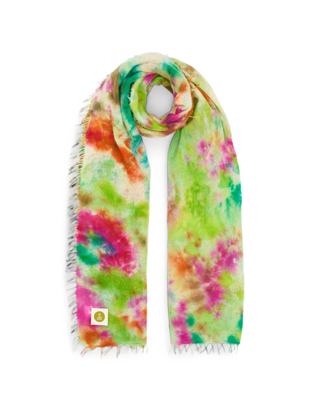 V VON GOAT tie-dye frayed scarf - Grün