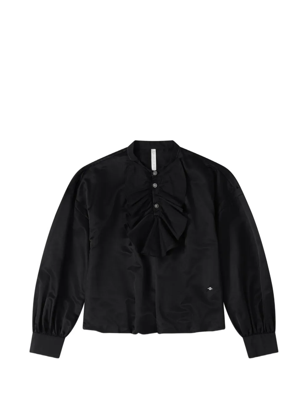 Renli Su ruffled-trim long-sleeve blouse - Black
