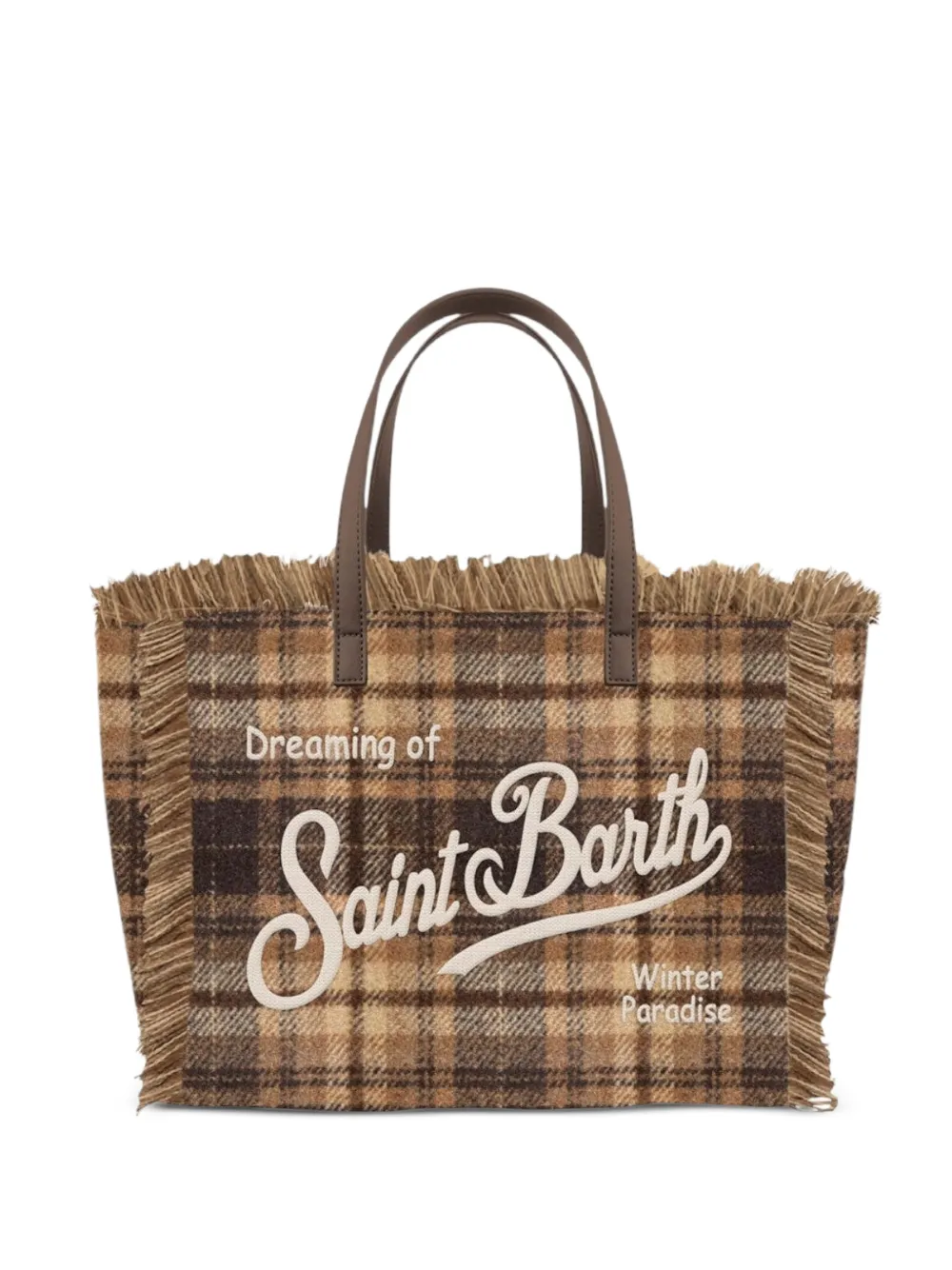 MC2 Saint Barth Geruite shopper met franje Bruin