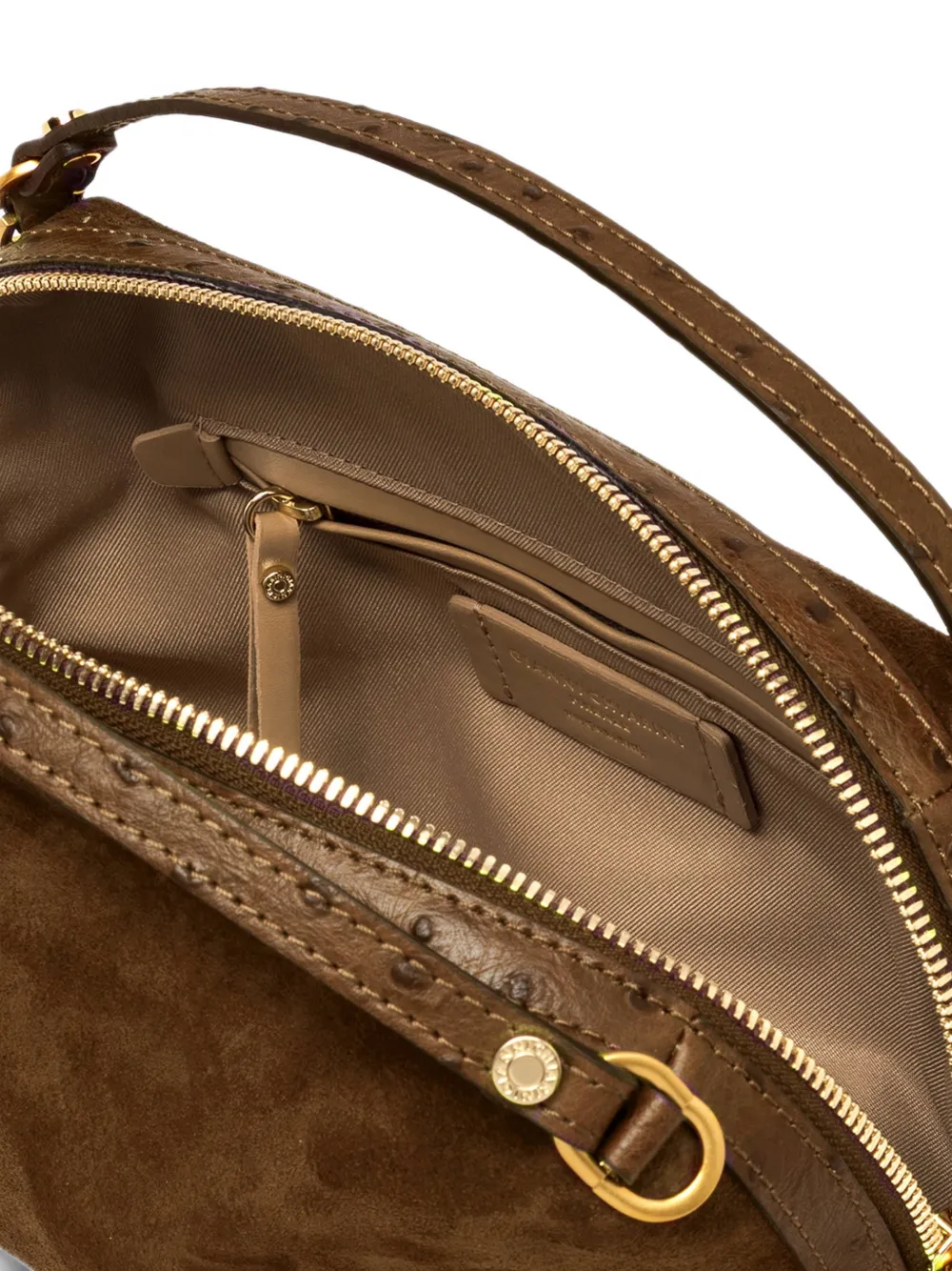 GIANNI CHIARINI Medium Alifa suède shopper met struisvogel-effect Bruin