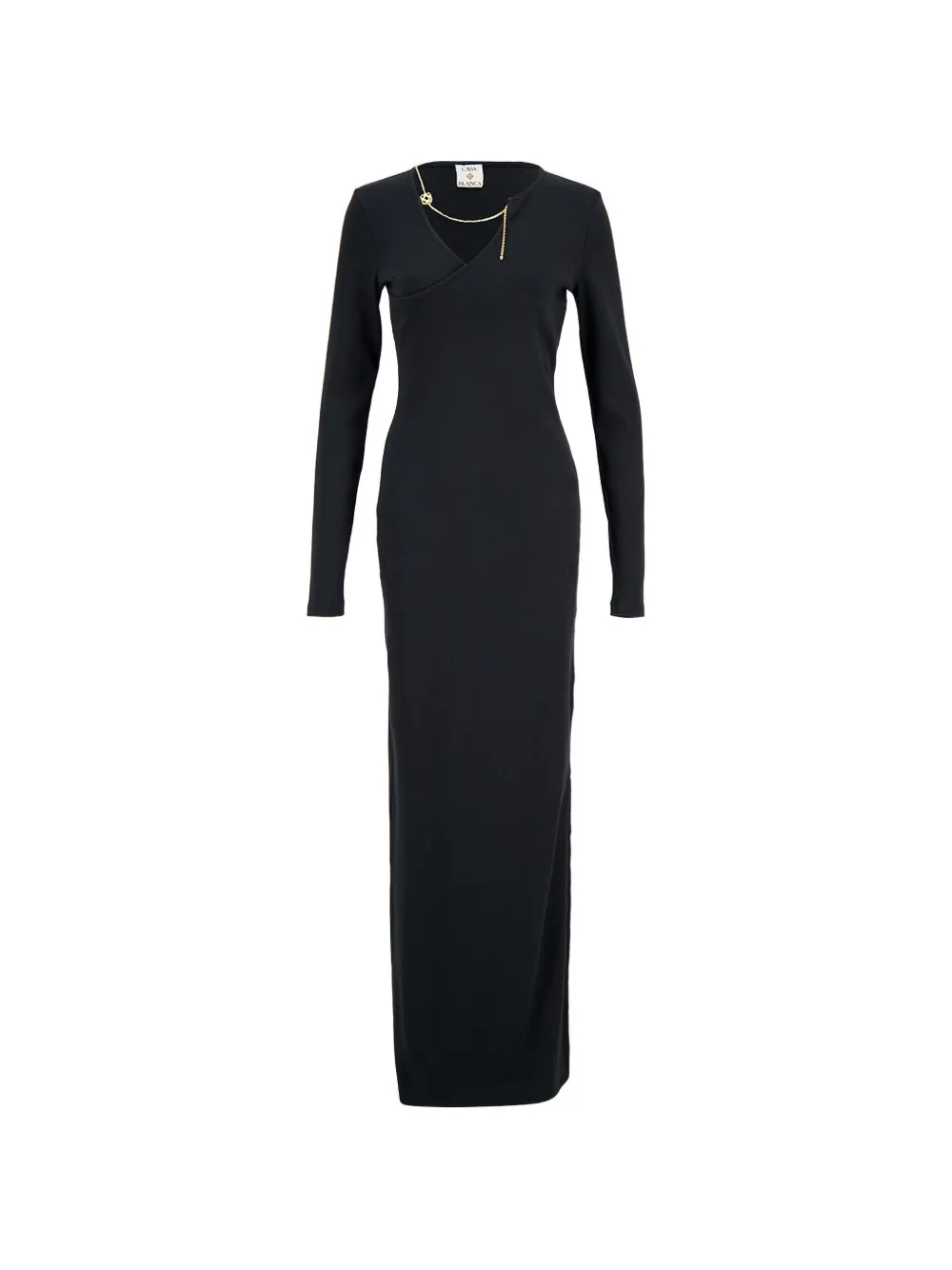 Casablanca jewellery-embellished ribbed maxi dress Zwart
