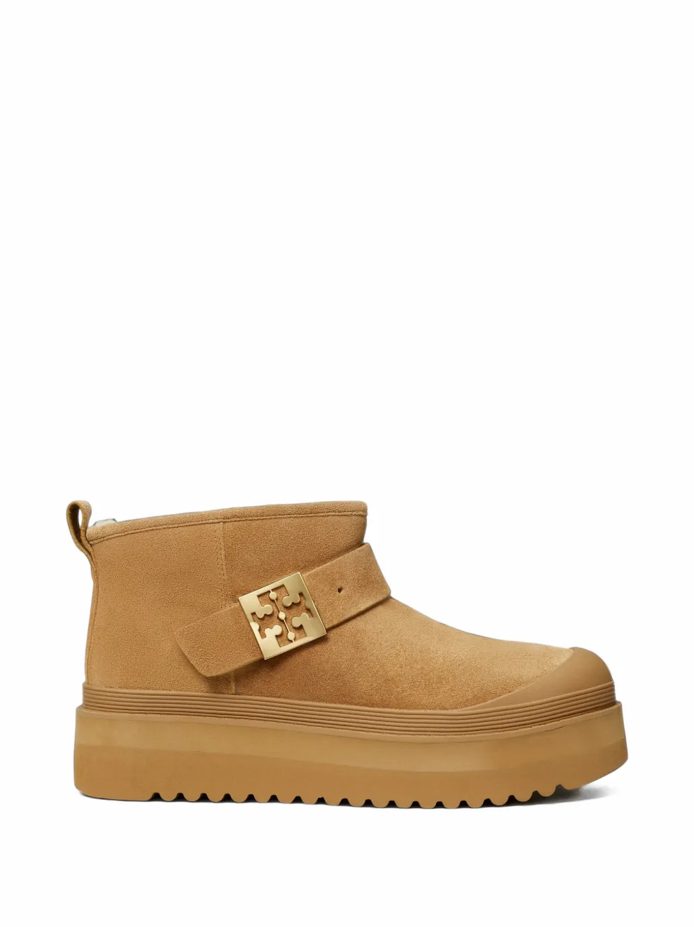 Tory Burch Mellow shearling-trim platform boots - Nude