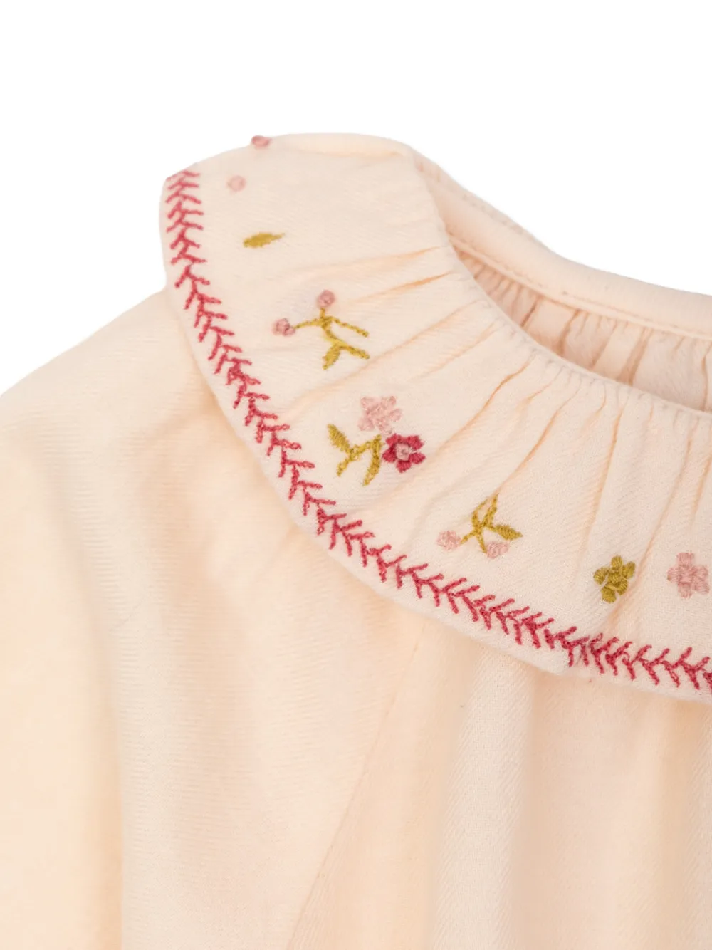 Bonpoint Blouse met geborduurde bloemen en ruches Beige