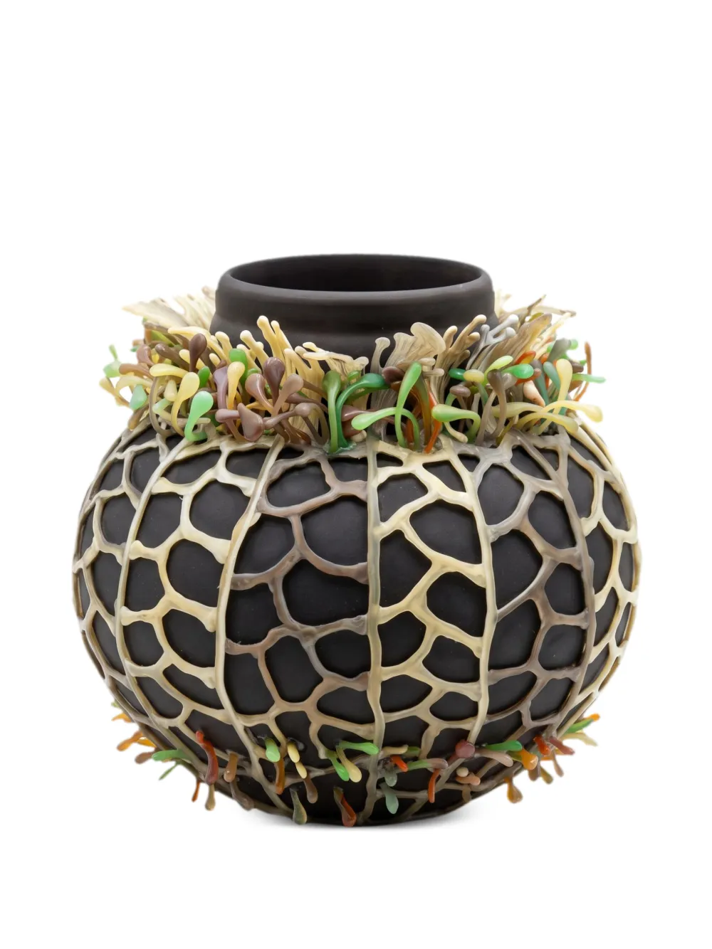 ENZO DE GASPERI petal-embellished latticed vase - Braun