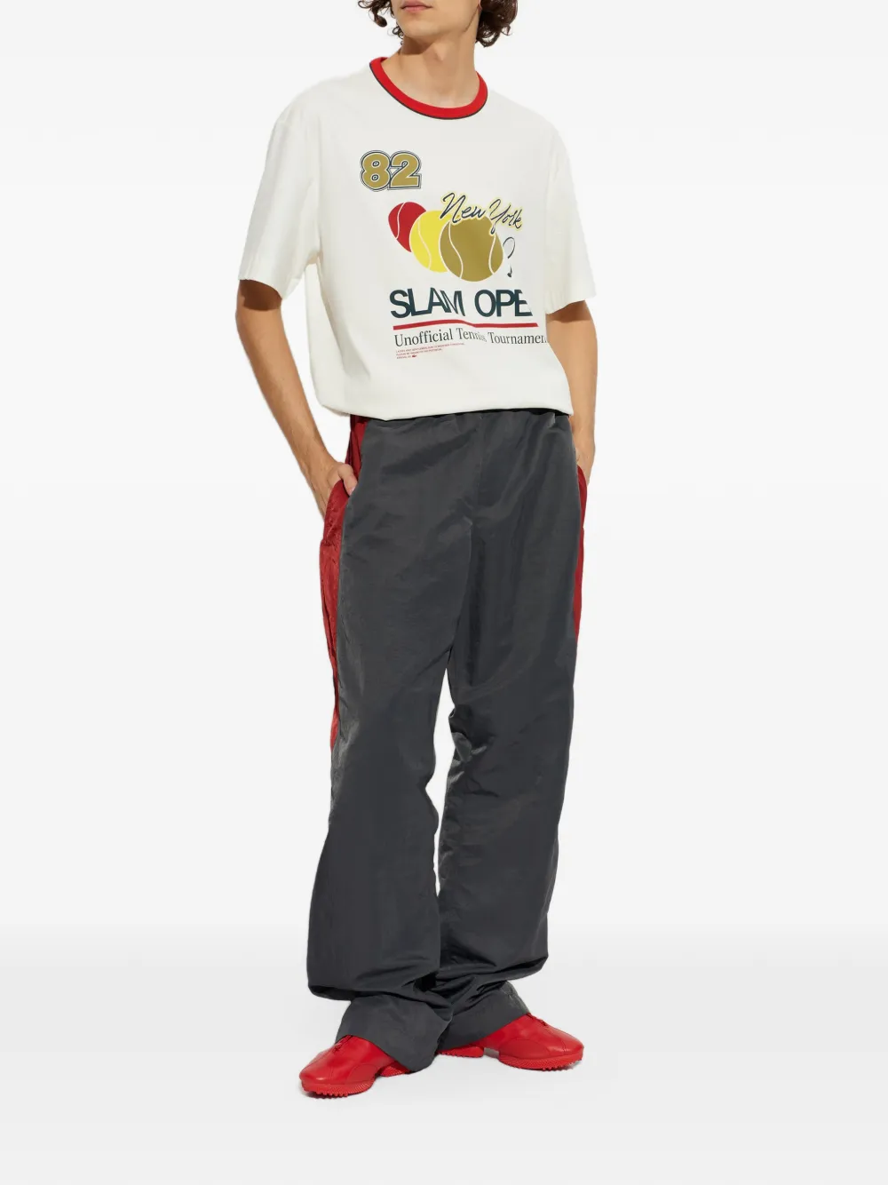 Lacoste Runway T-shirt met tennisprint Beige