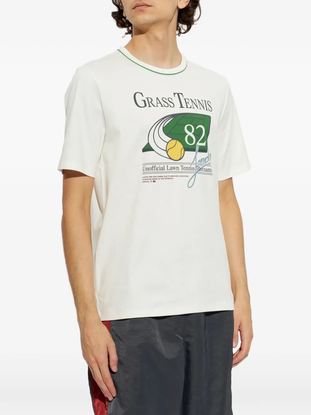 Lacoste Runway T-shirt met tennisprint Wit