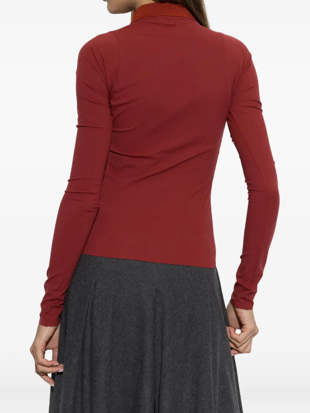 Lacoste Runway tight-fit stretch polo shirt with zipper Rood