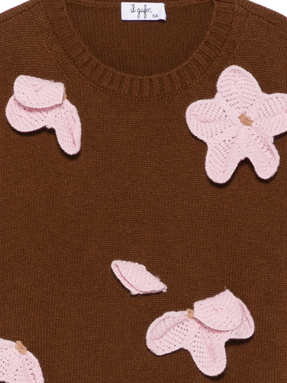 Il Gufo crochet-patch wool sweater Bruin