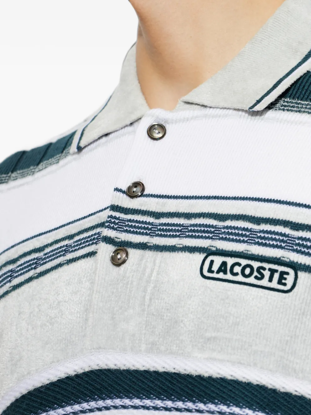 Lacoste Gestreepte trui met logo-patch Beige