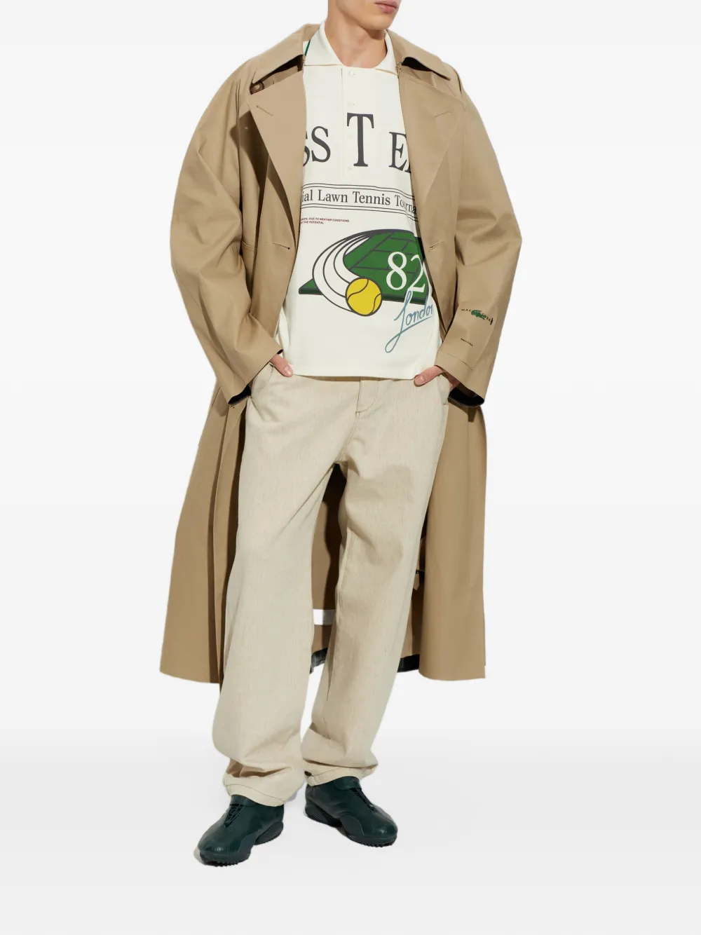 Lacoste Ruimvallend poloshirt met print Beige