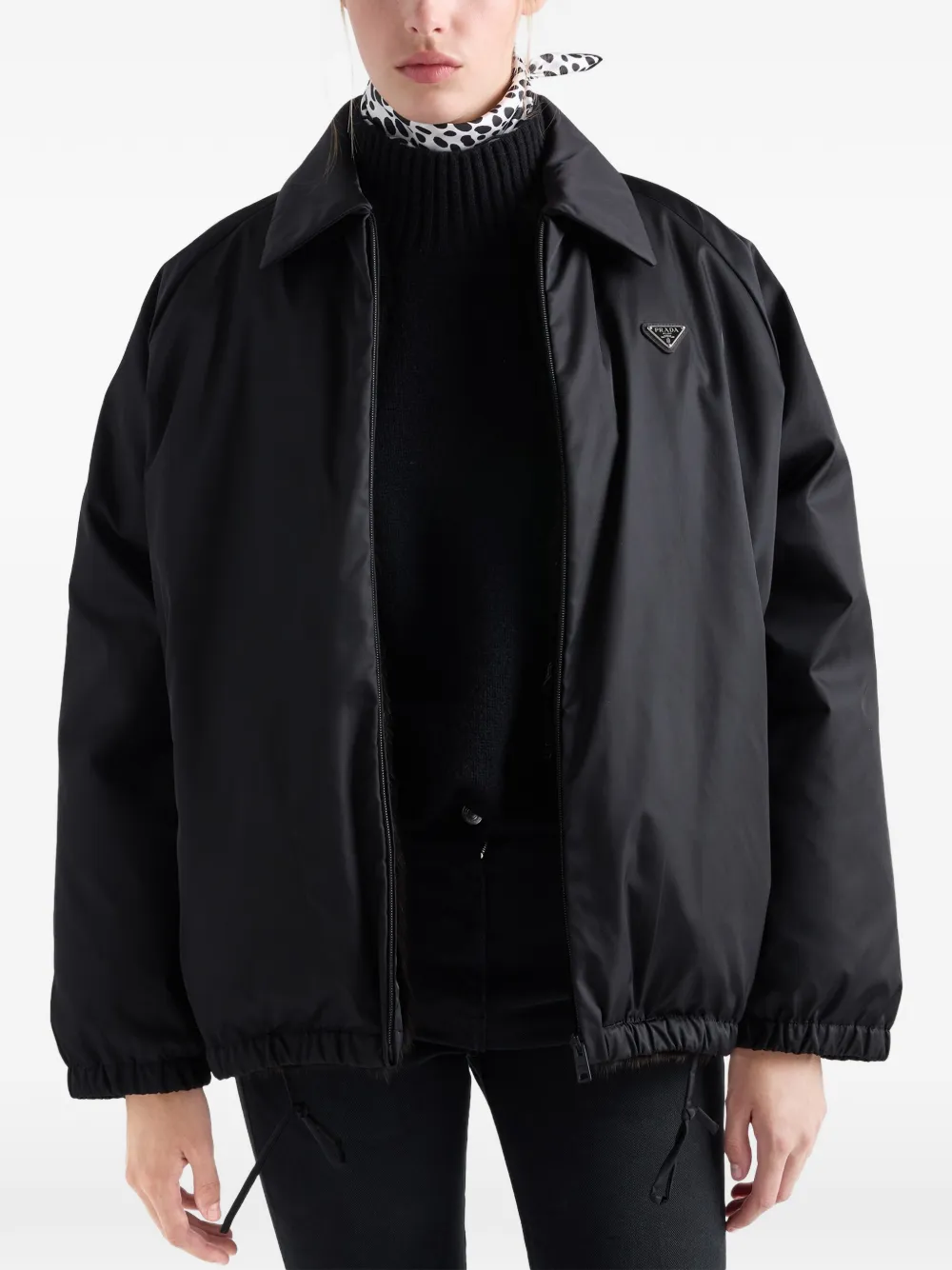 Prada Re-Nylon gewatteerd shirtjack Zwart