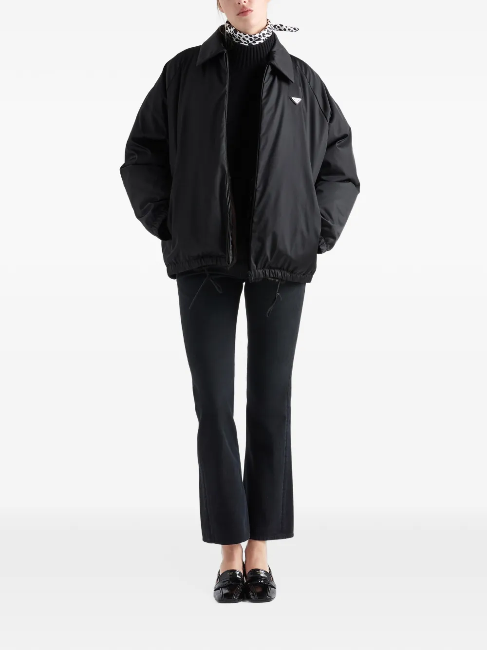 Prada Re-Nylon gewatteerd shirtjack Zwart
