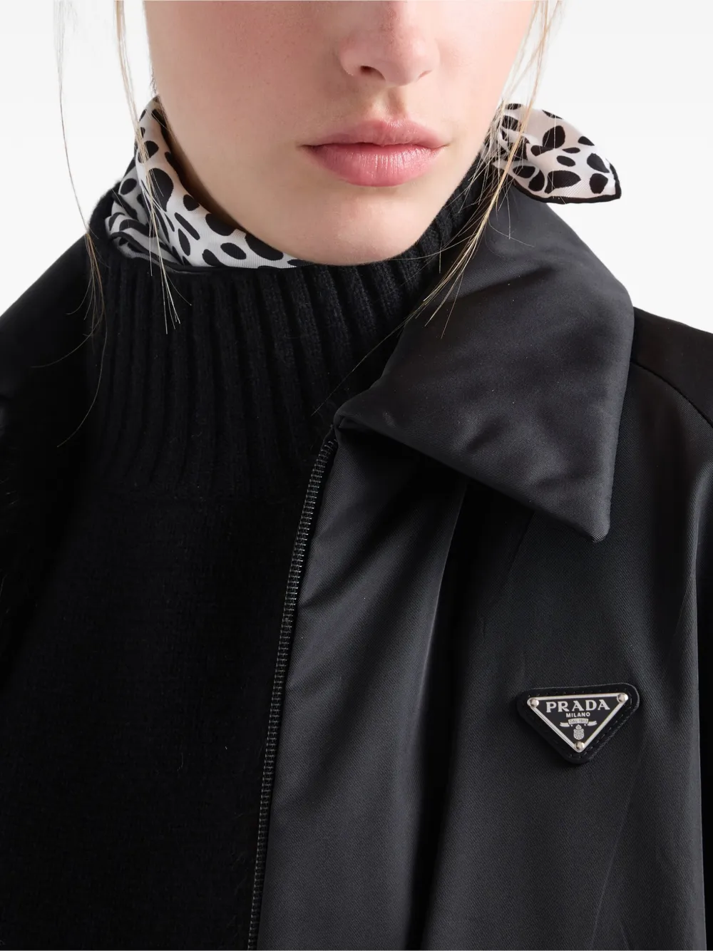 Prada Re-Nylon gewatteerd shirtjack Zwart