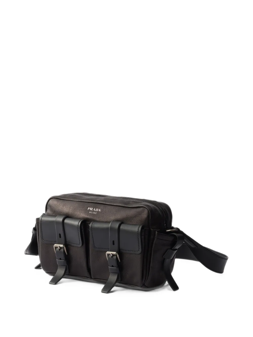 Prada Route leren schoudertas Zwart