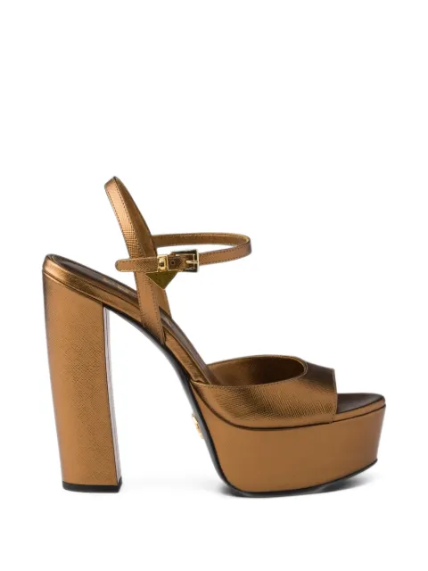 Prada patent Saffiano leather platform sandals