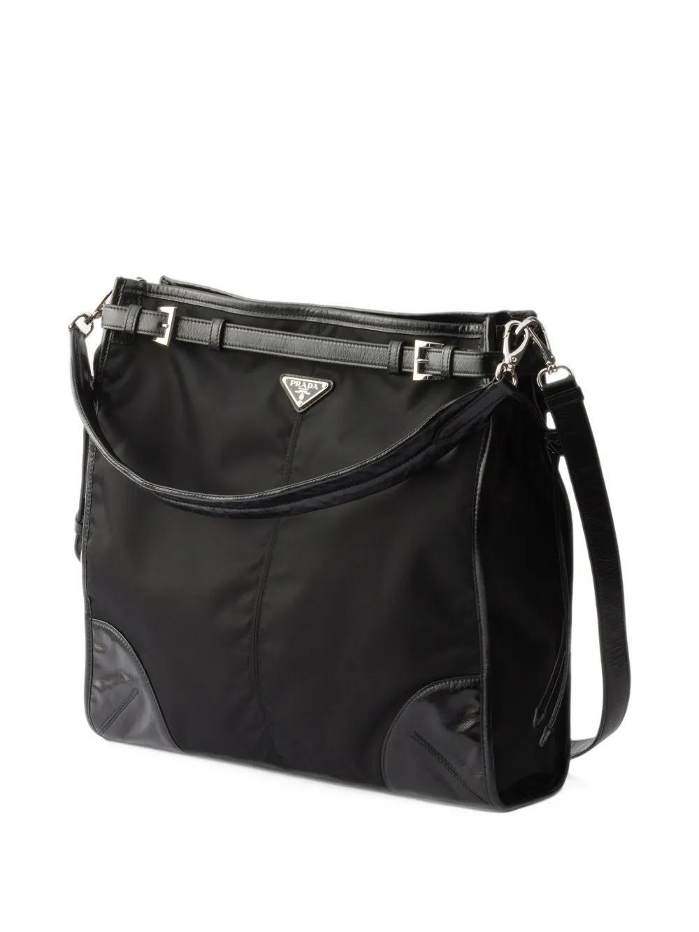 Prada Bonnie Re-Nylon schoudertas van saffiano leer Zwart