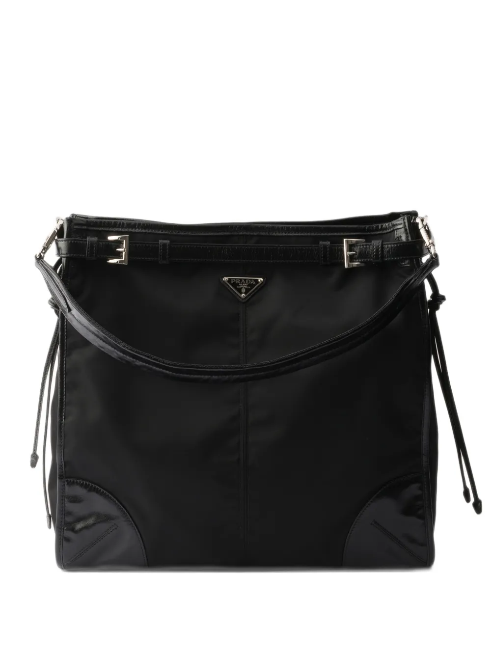 Prada Borsa a spalla Bonnie in Re-Nylon e pelle - Nero