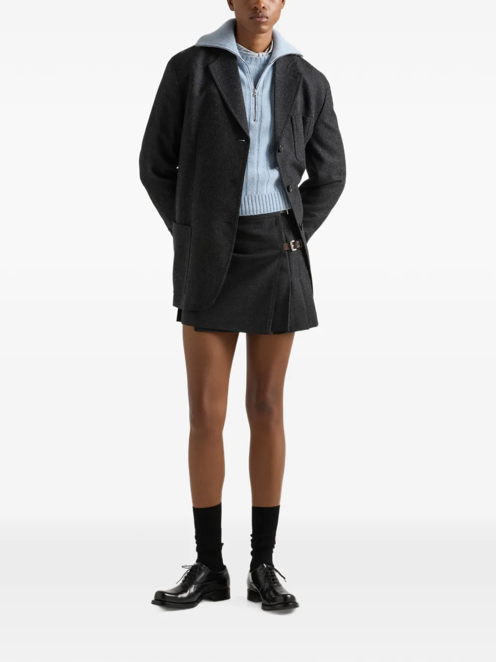 Prada Re-Wollen mini-rok Grijs