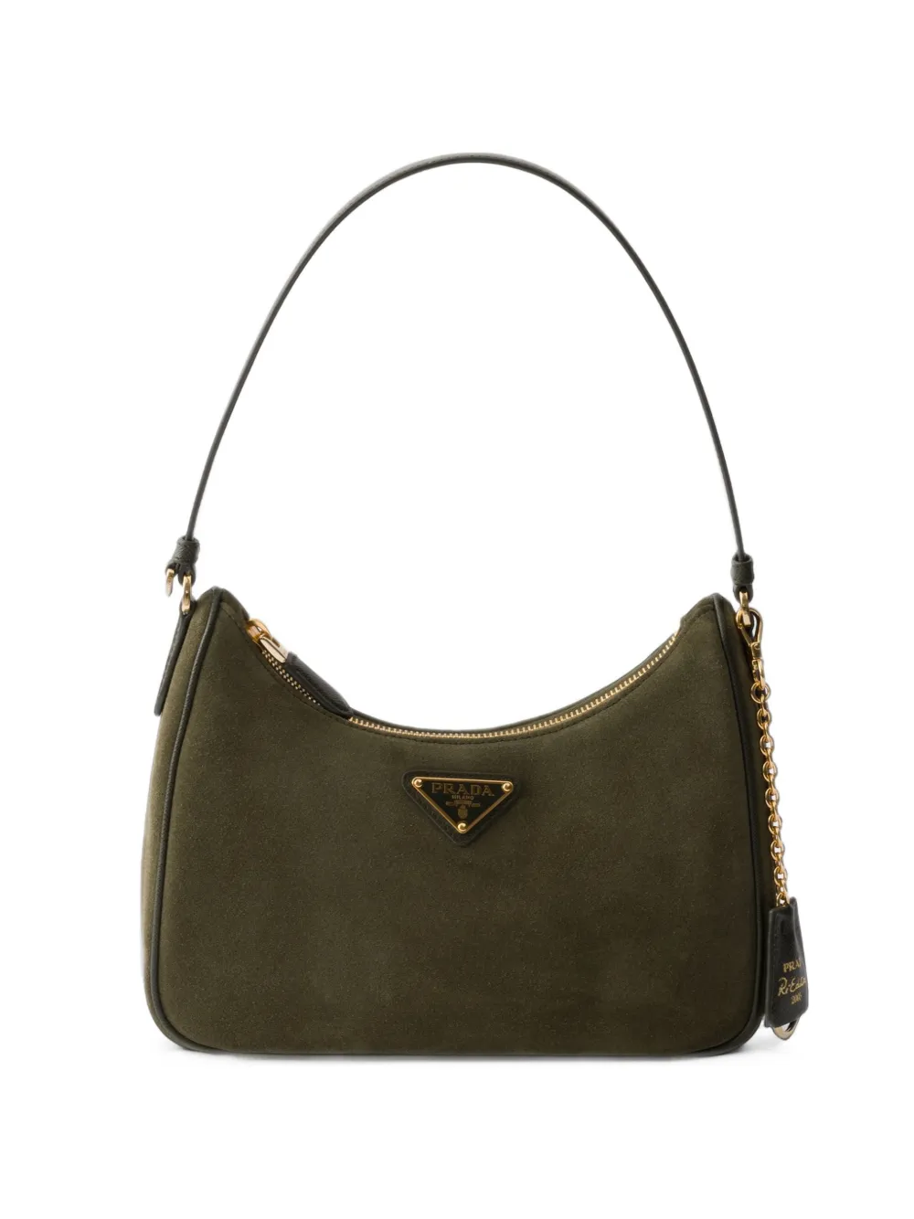 Prada Re-Edition 2005 suède mini-tas Groen