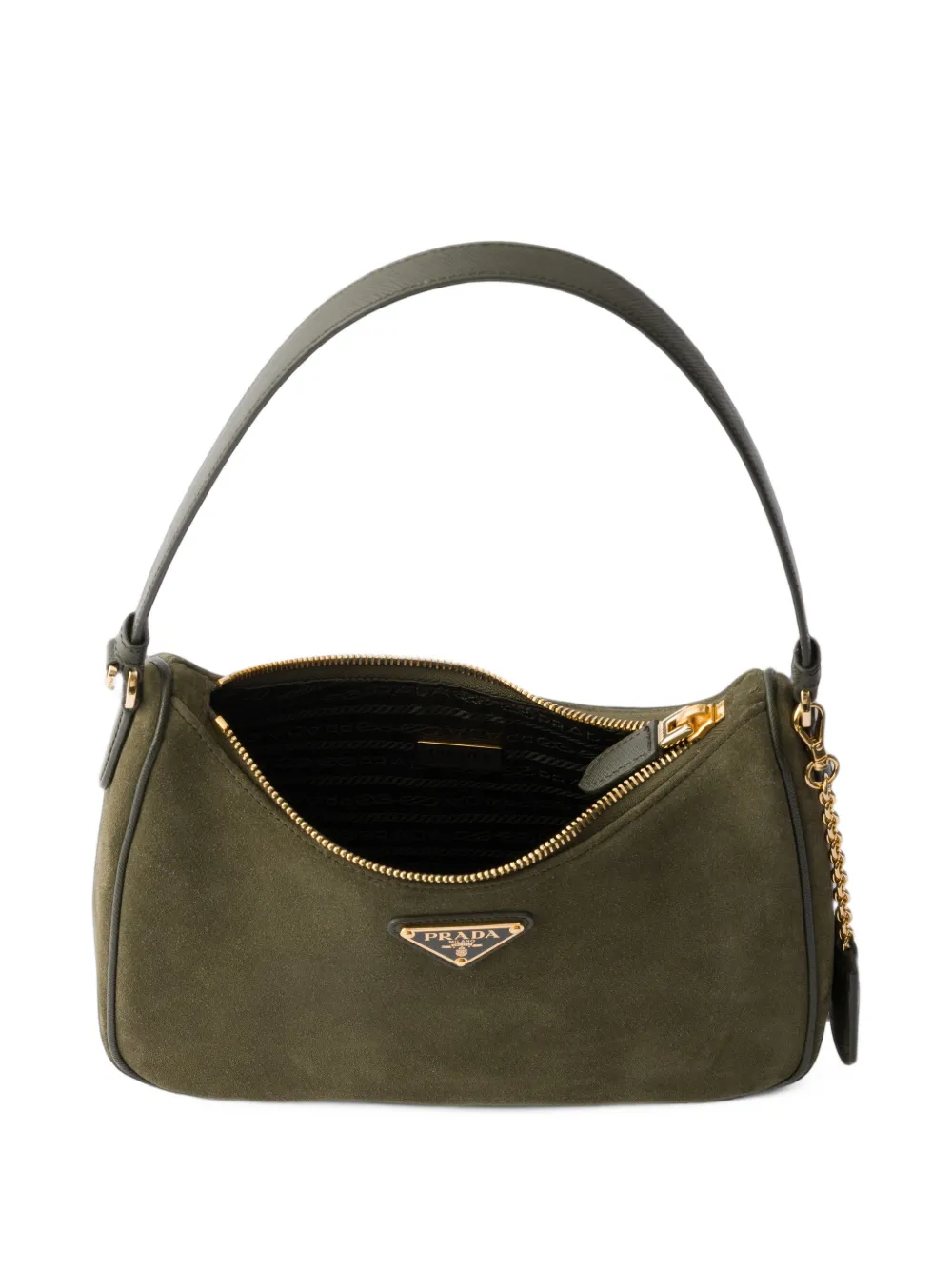 Prada Re-Edition 2005 suède mini-tas Groen