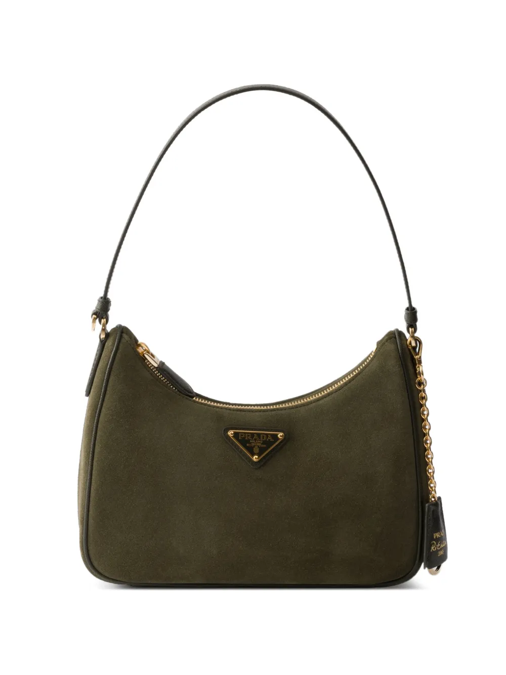 Prada Re-Edition 2005 suède mini-tas Groen