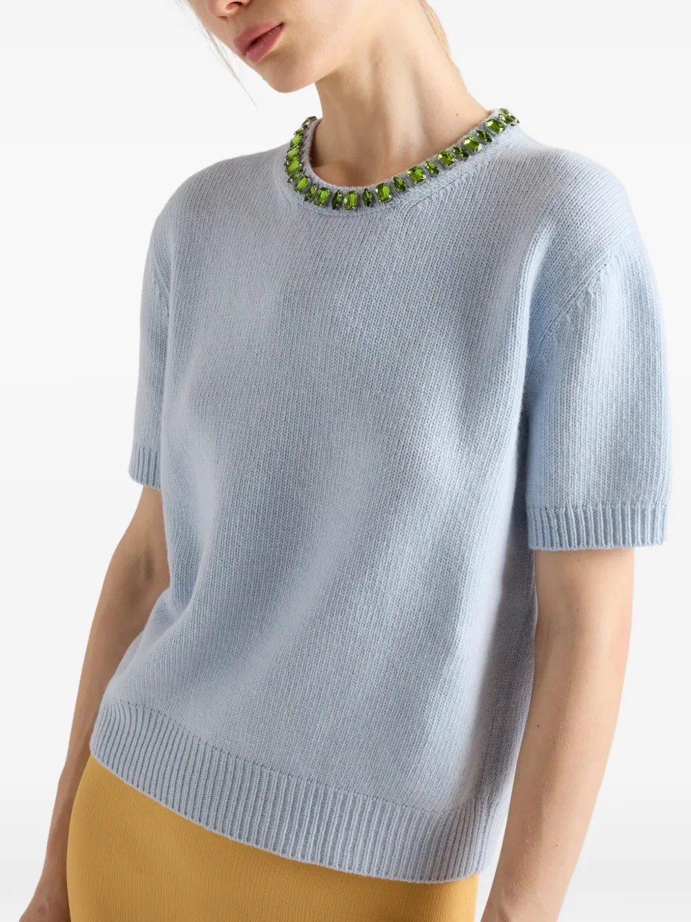 Prada Wollen en kasjmier trui met ronde hals Blauw