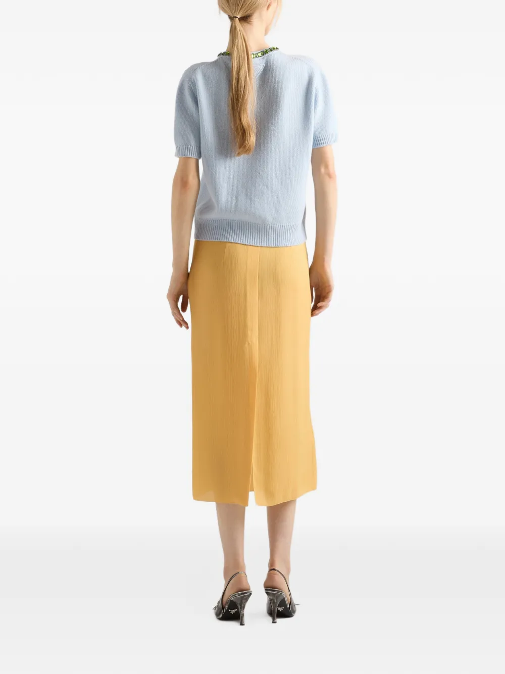 Prada Wollen en kasjmier trui met ronde hals Blauw