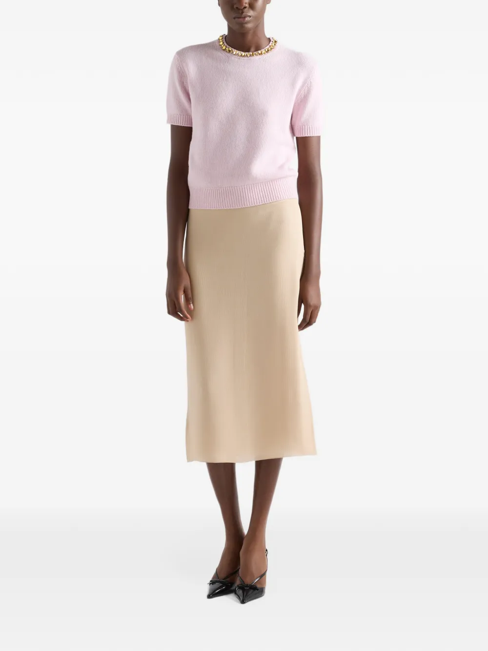 Prada Wollen en kasjmier trui met ronde hals Roze