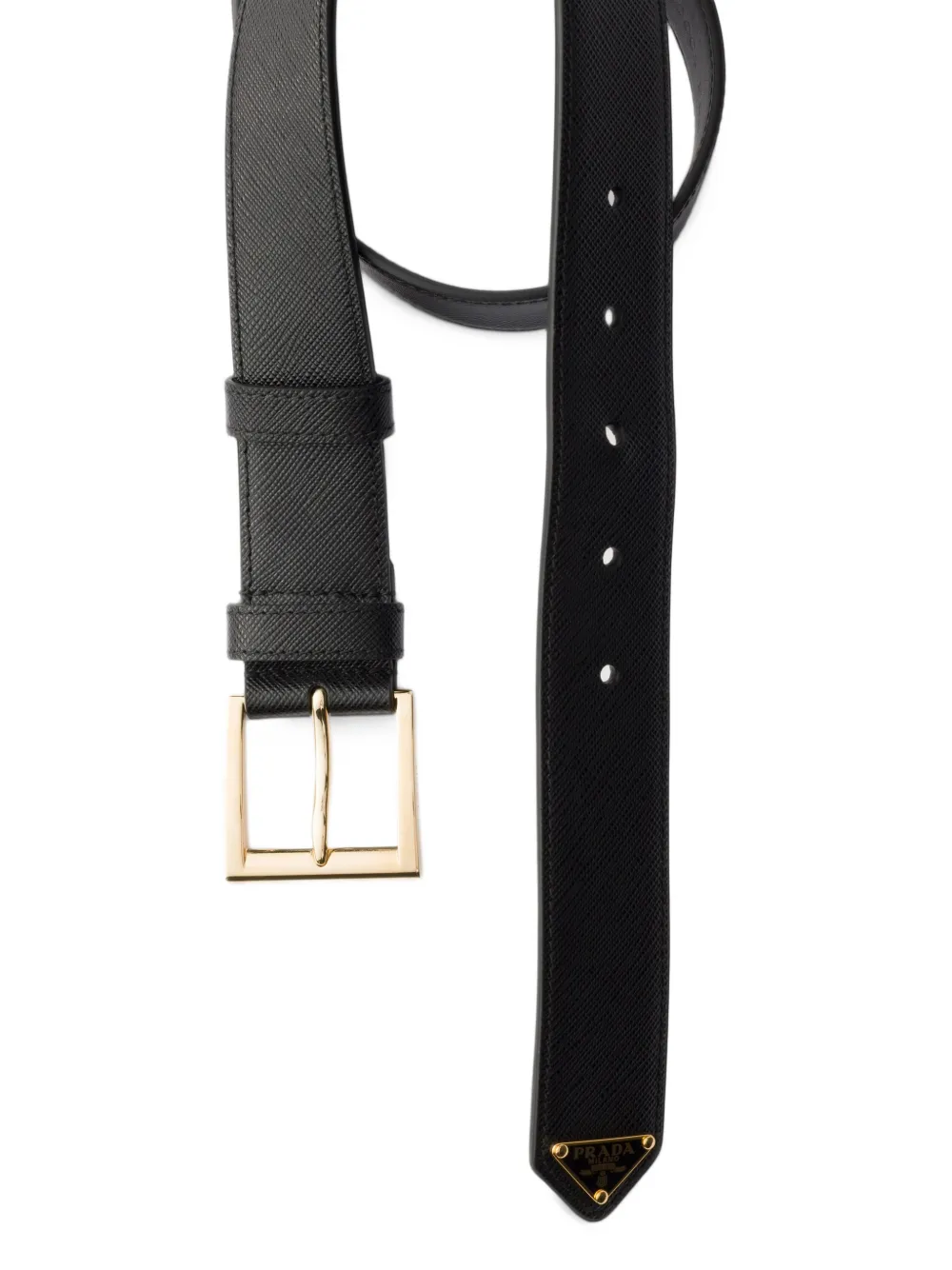 Prada Saffiano leren riem Zwart