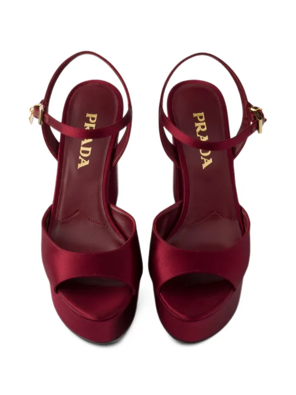 PRADA・プラダ│赤・サテン　サンダル Prada Satin Platform Sandals | Red | FARFETCH