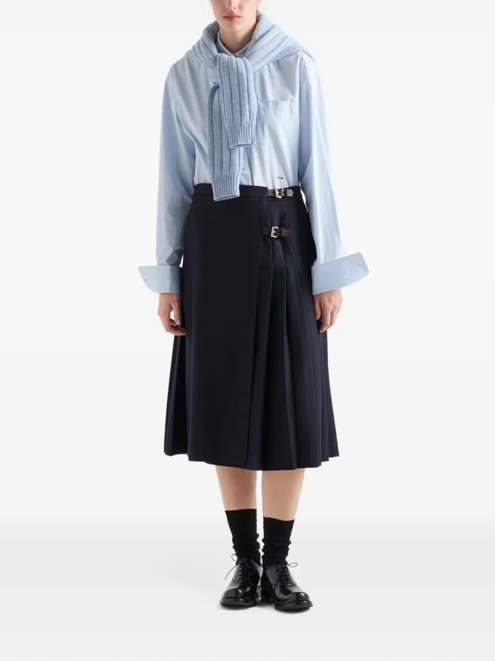 Prada Re-wollen midi-rok Blauw
