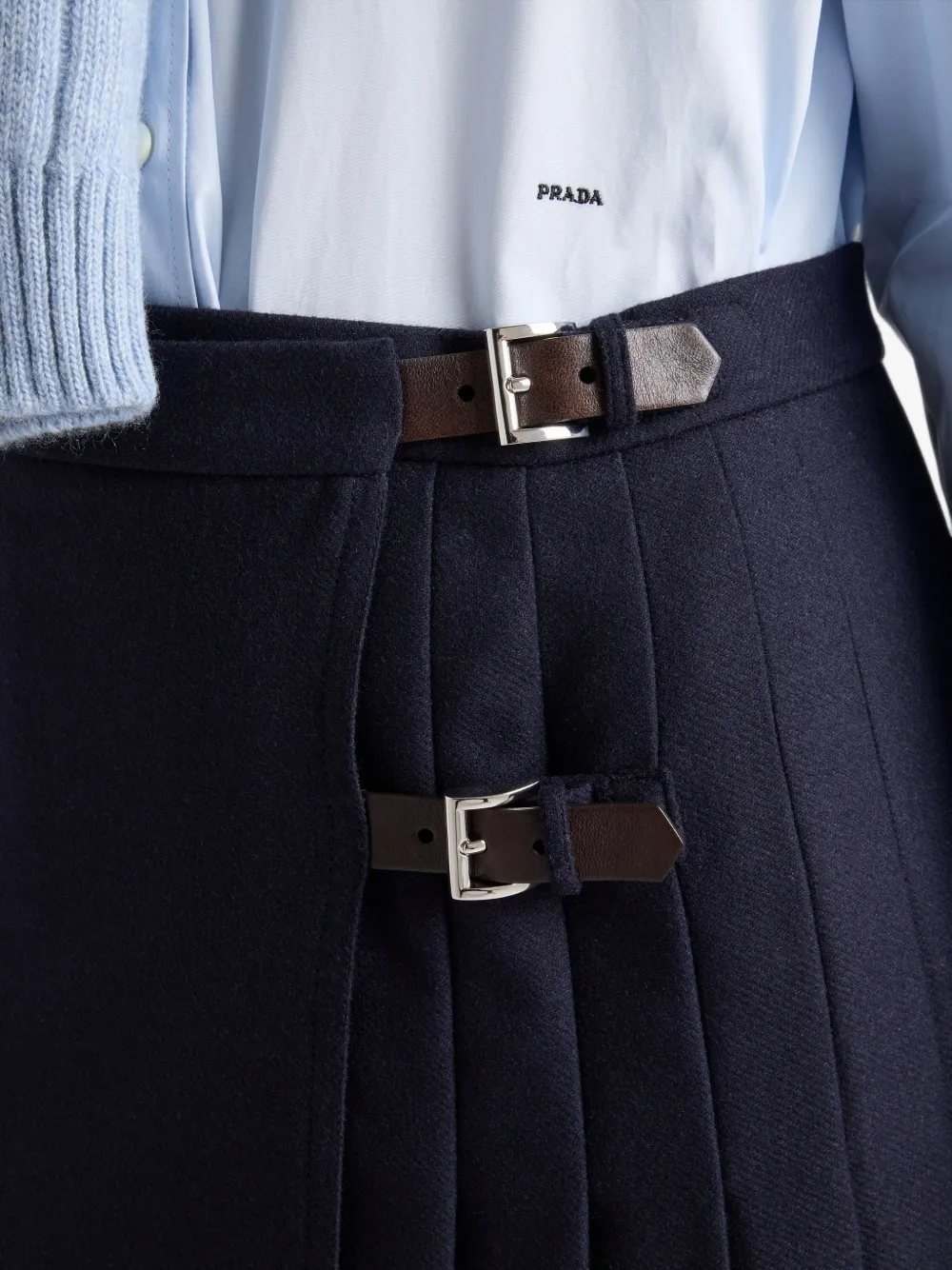 Prada Re-wollen midi-rok Blauw