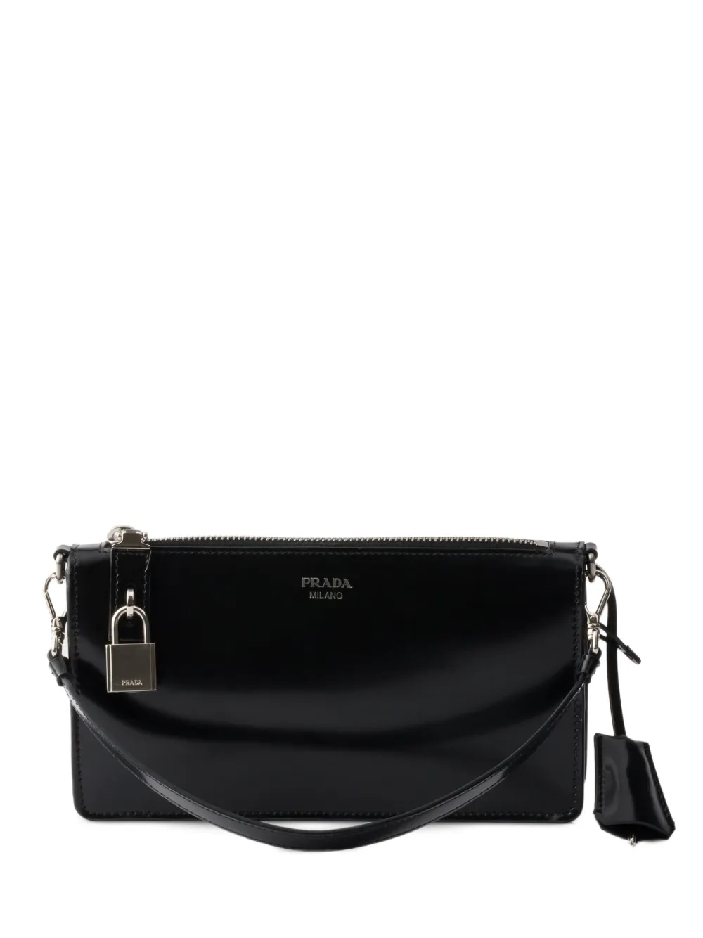 Prada Pouch mini in pelle con finitura spazzolata - Nero