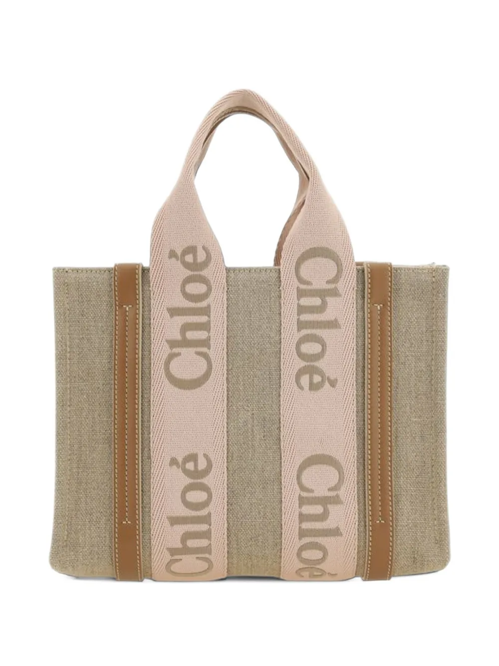 Chloé small Woody tote bag in linen