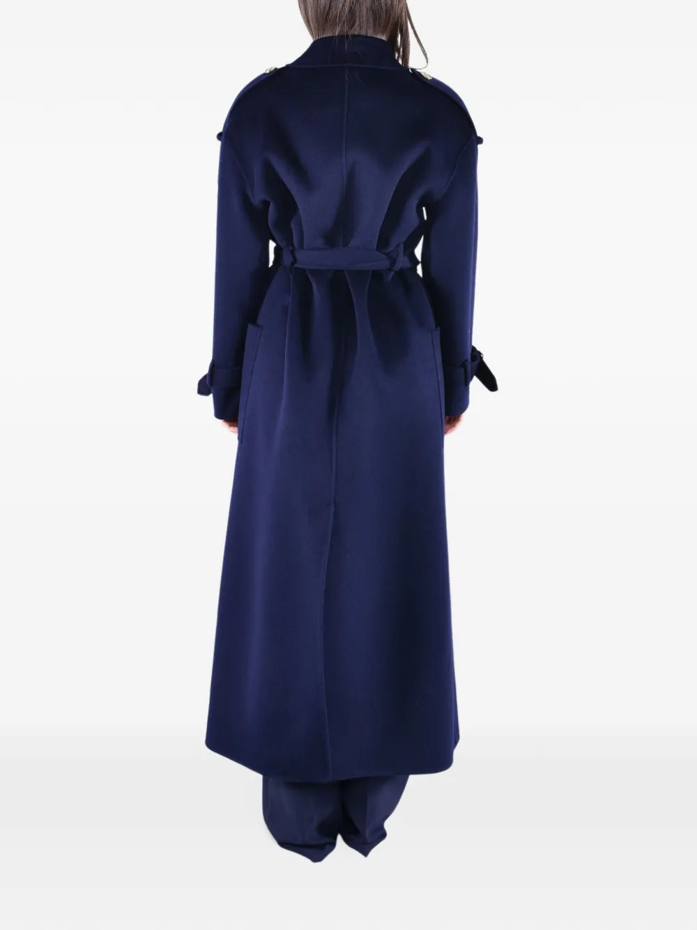 Elisabetta Franchi Wollen jas met ceintuur Blauw