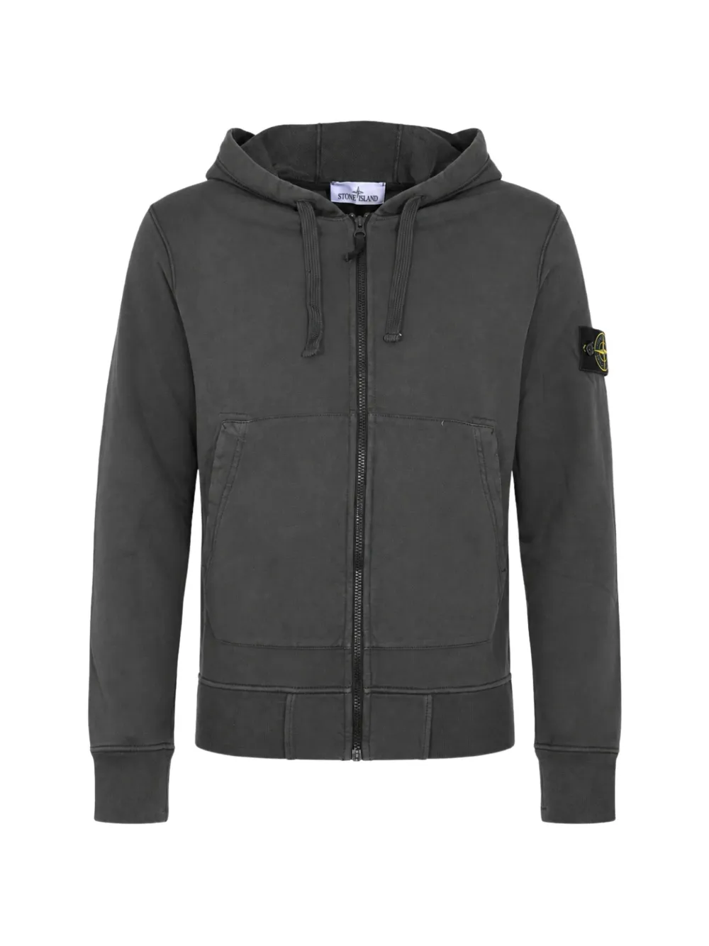 Stone Island logo-patch raglan-sleeve hoodie - Grey