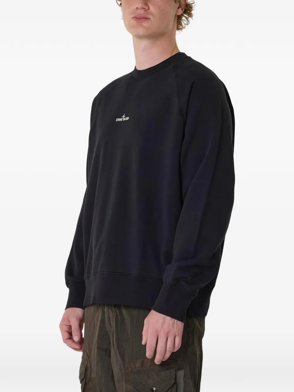 Stone Island Kledinggeverfde trui met logo-print Zwart
