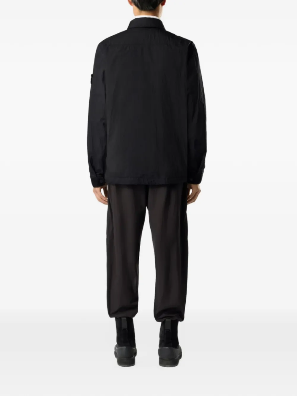 Stone Island Q100022 Crinkle Reps NY wind-resistant padded coach jacket with anti-drop - Schwarz