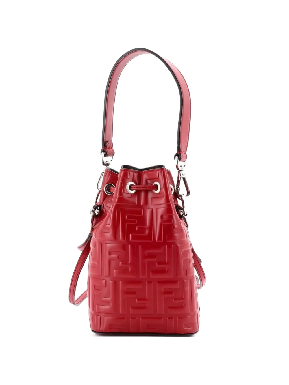 Fendi Pre-Owned Mon Tresor Zucca Embossed Leather Mini bucket bag - Rot