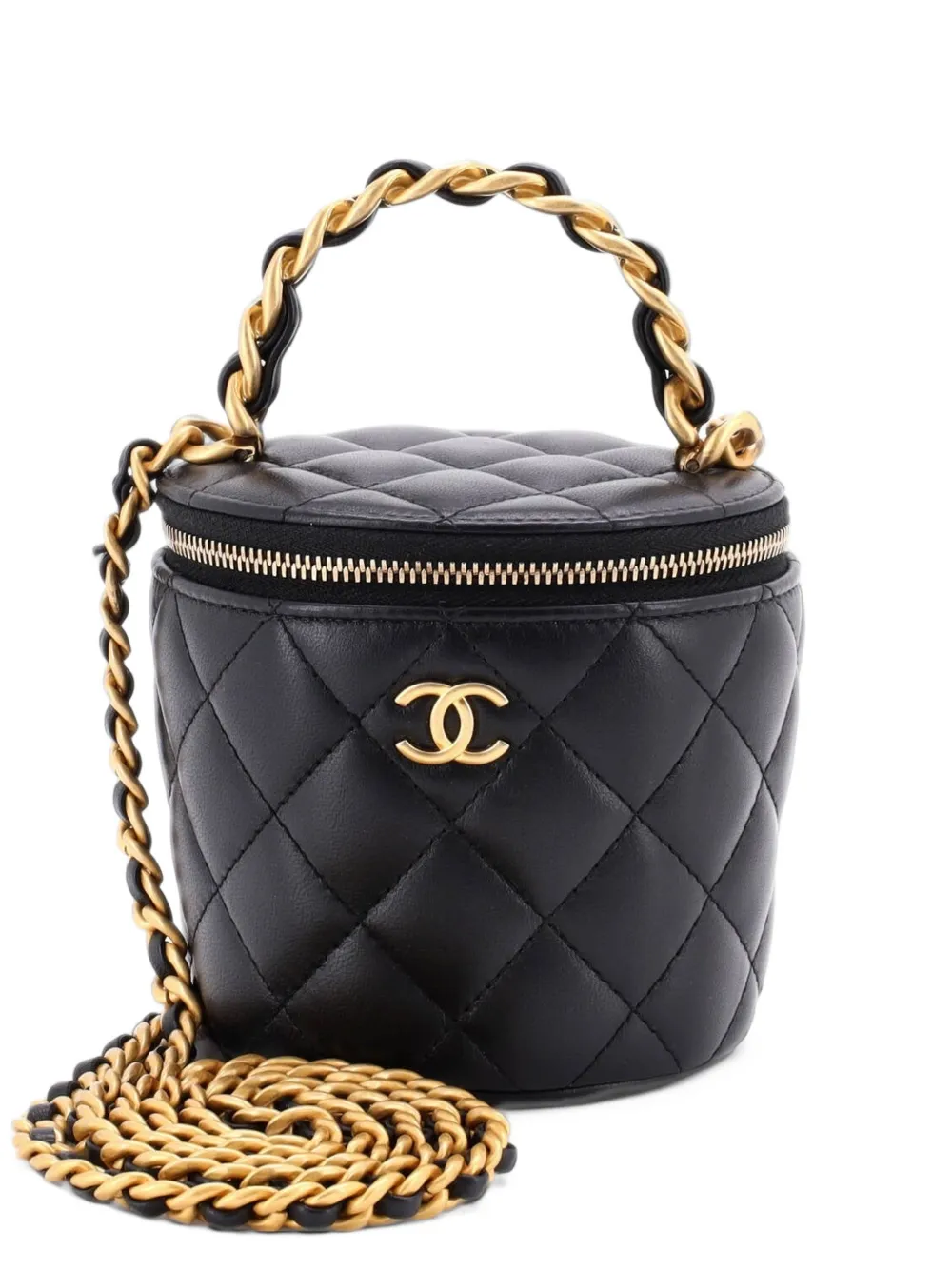 CHANEL Pre-Owned Afternoon Tea Vanity Bucket Bag Quilted Lambskin Mini satchel - Black