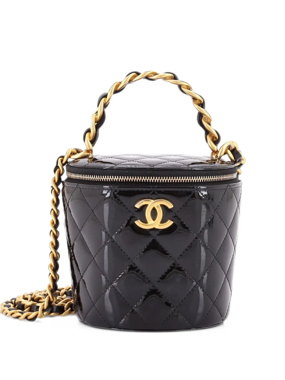 CHANEL Pre-Owned Afternoon Tea Vanity Quilted Patent bucket bag - Black