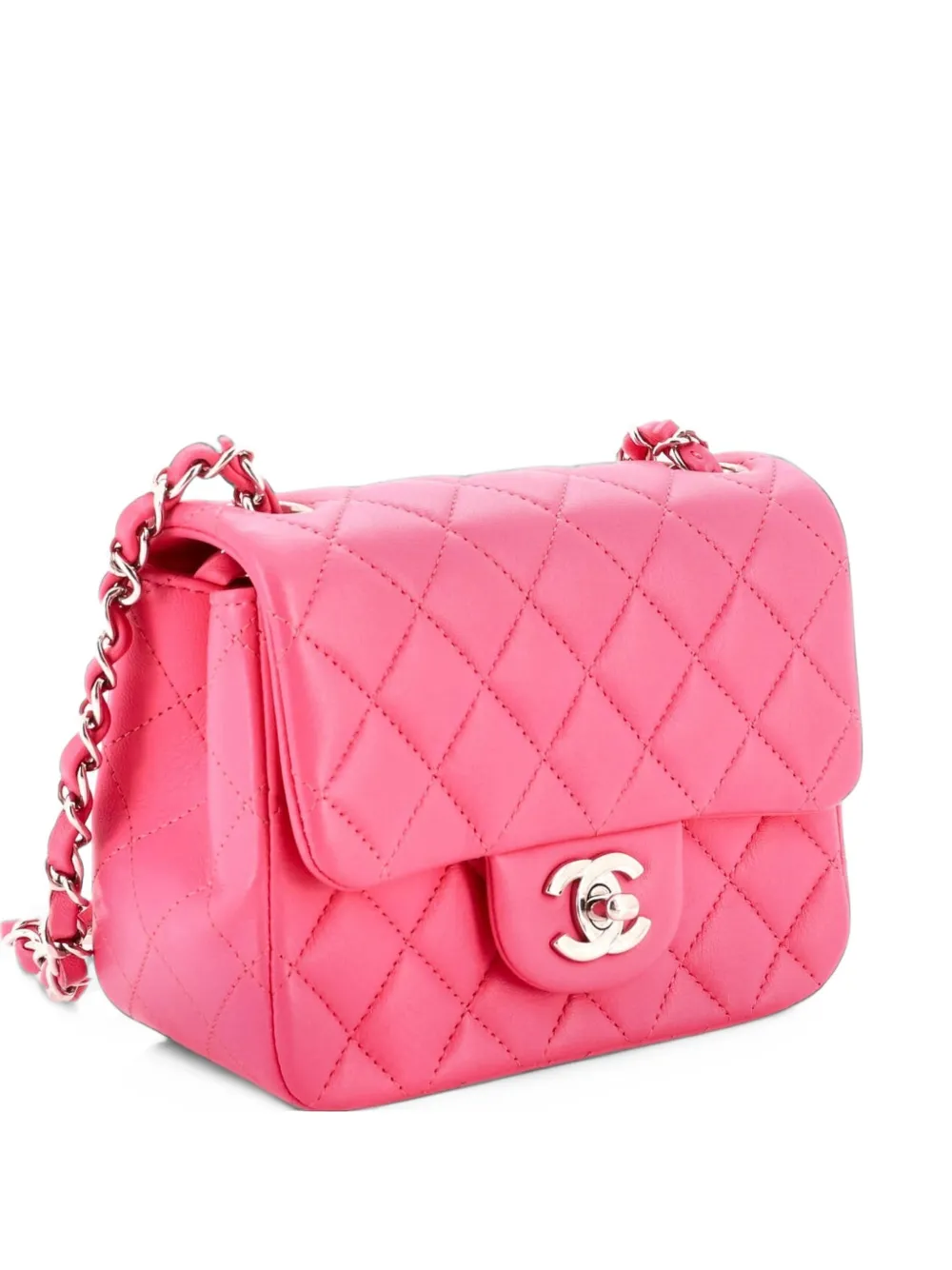 CHANEL Pre-Owned Square Classic Single Flap Bag Quilted Lambskin Mini crossbody bag - Pink