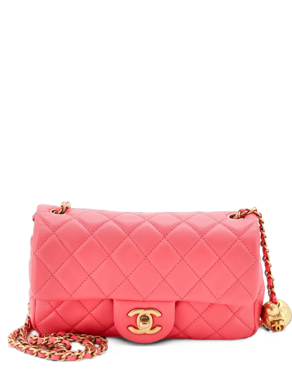 CHANEL Pre-Owned Pearl Crush Flap Bag Quilted Lambskin Mini crossbody bag - Pink