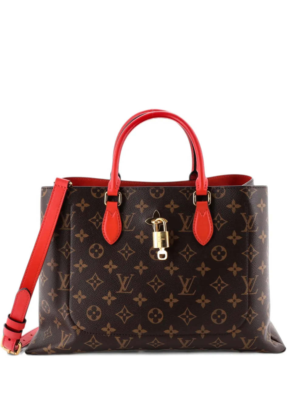 Louis Vuitton Pre-Owned Flower Monogram Canvas with Leather tote bag - Braun