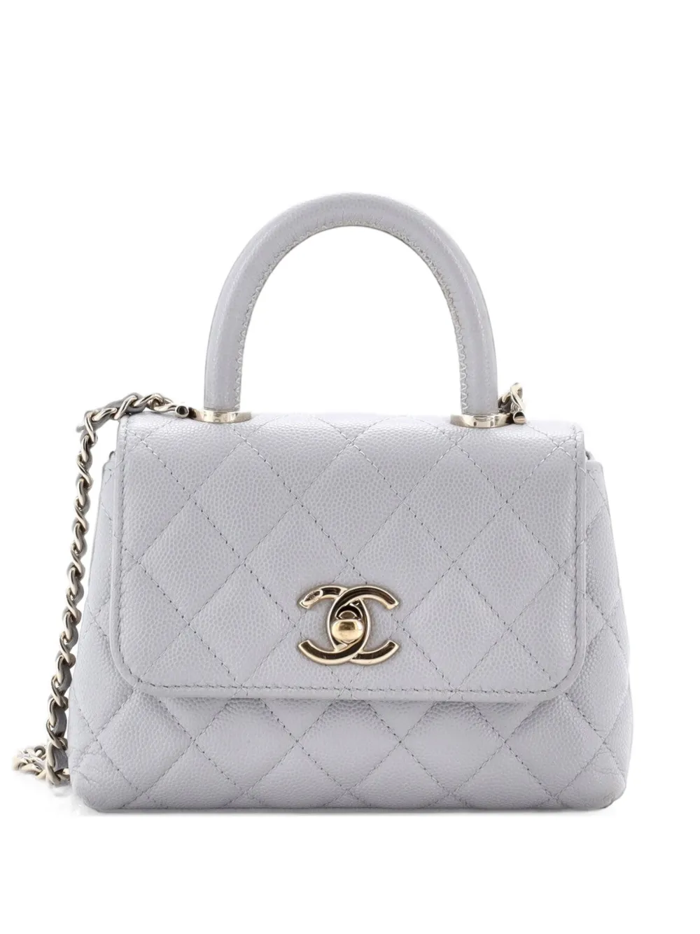 CHANEL Pre-Owned Coco Top Handle Clutch with Chain Quilted Caviar Mini satchel - Grau