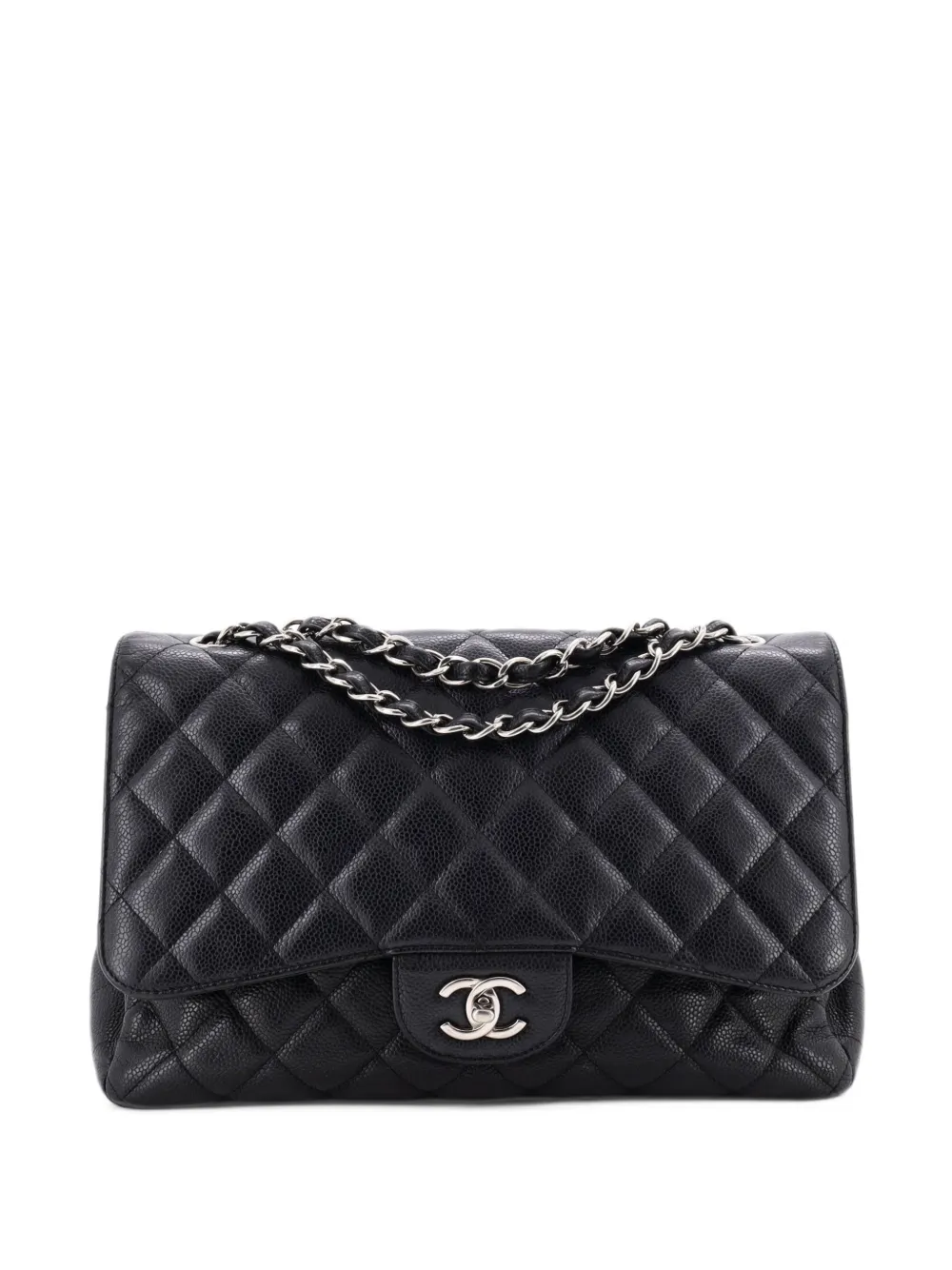 CHANEL Pre-Owned Classic Single Flap Bag Quilted Caviar Jumbo shoulder bag - Schwarz