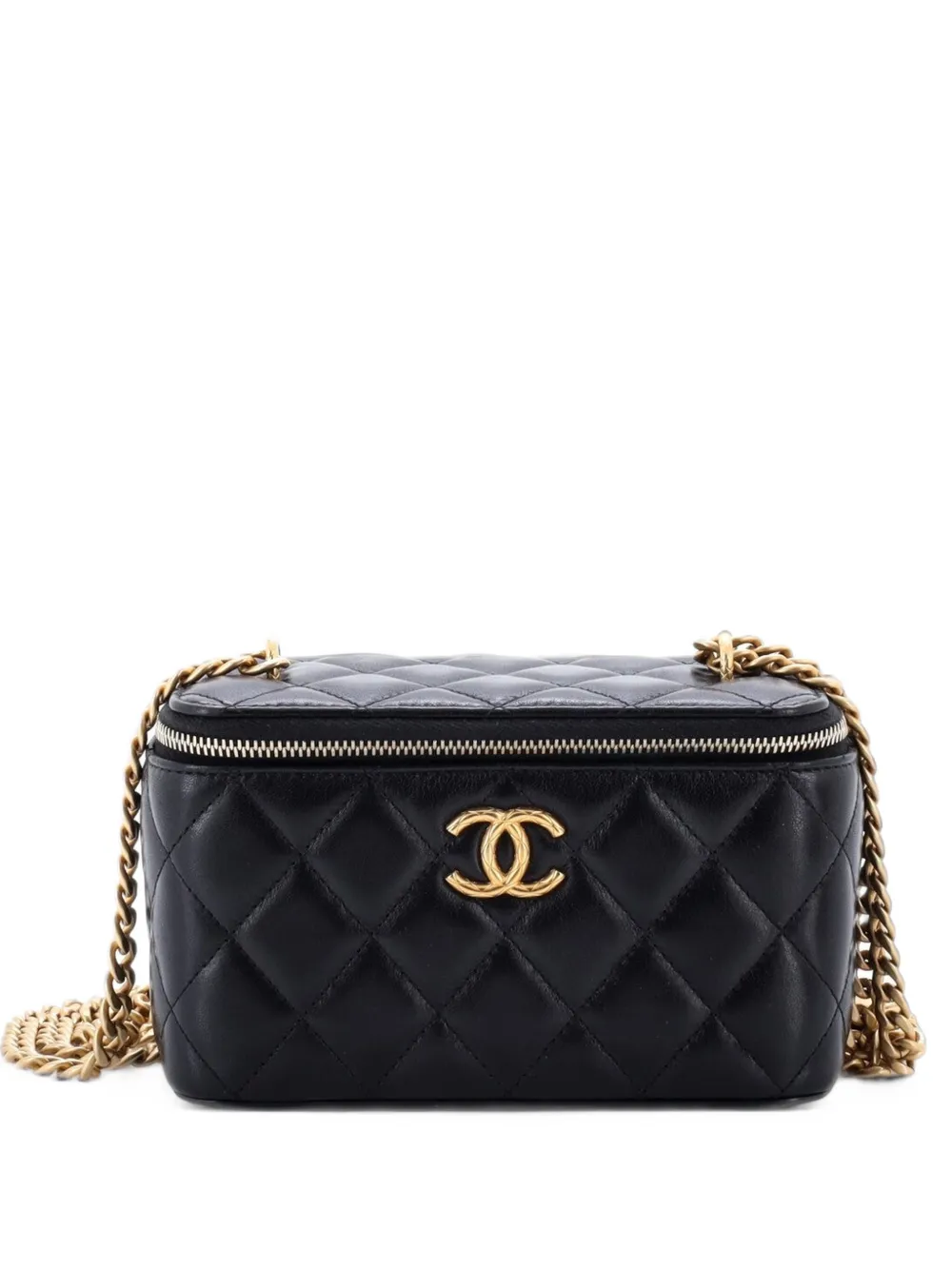 CHANEL Pre-Owned All Slide Long Vanity Case with Chain Quilted Lambskin Small crossbody bag - Schwarz
