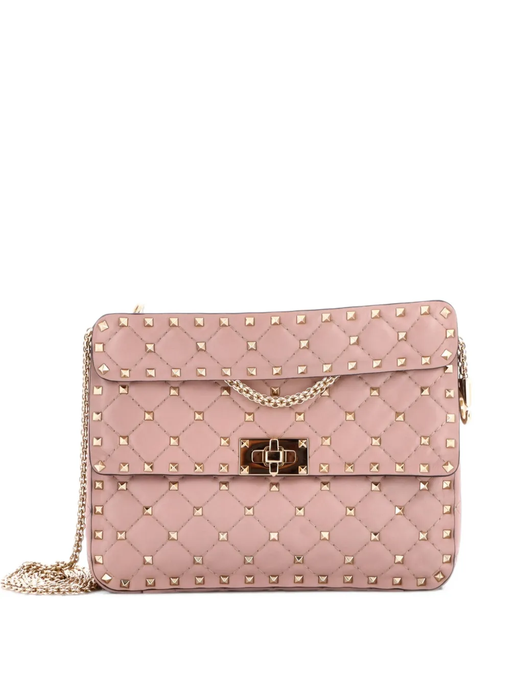 Valentino Garavani Pre-Owned Rockstud Spike Flap Bag Quilted Leather Medium crossbody bag - Nude